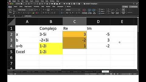 Ejemplo de suma de números complejos con Excel