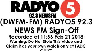 (DWFM-FM) RADYO5 92.3 NEWS FM New Sign-Off (with CC/Subtitles)