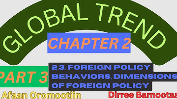 Global Trend Chapter 2 Part 3: Foreign policy Behaviors and Dimensions|Afaan Oromootiin