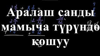 Аралаш санды мамыча түрүндө кошуу|Бөлүмдөрү ар түрдүү аралаш бөлчөктөрдү кошуу |Арифме.|Хан Академия