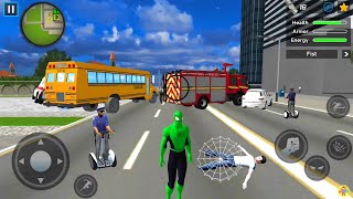 Spider Rope Hero Ninja Gangster Crime Vegas City #20 - Fire Truck & School Bus - Android Gameplay screenshot 5