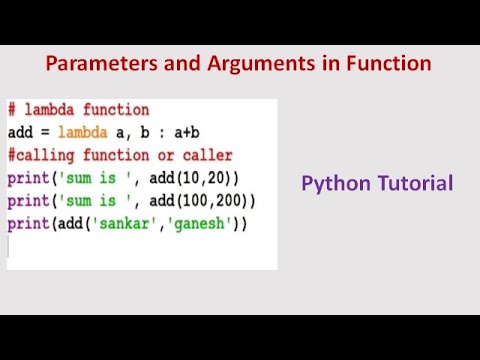 Parameters and arguments | Python | Lambda function | Local and global ...