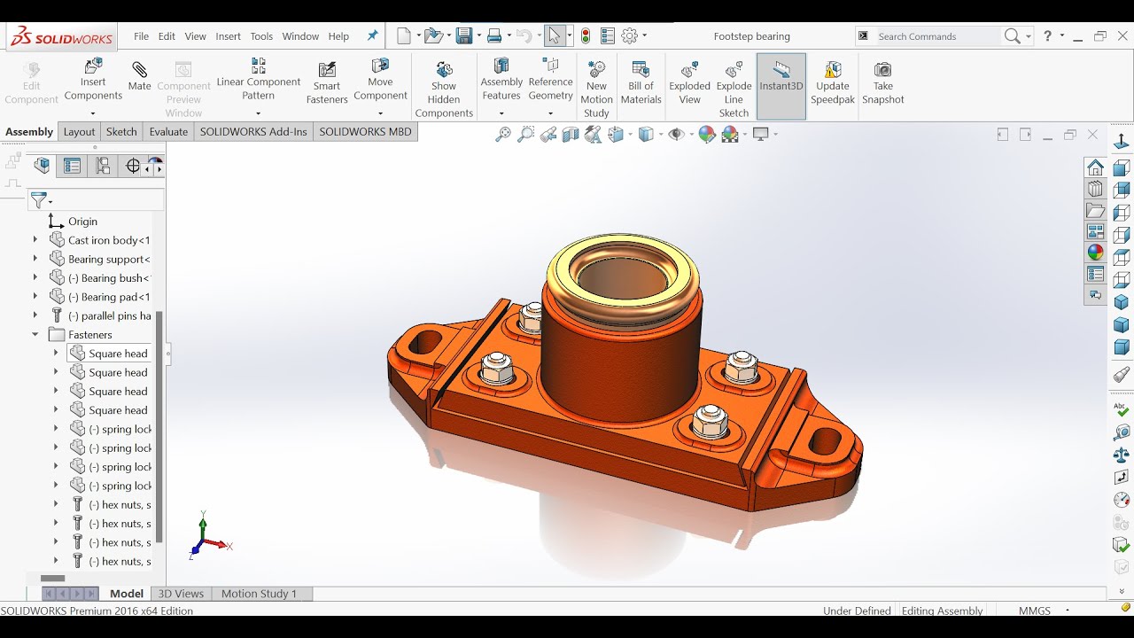 Machine Drawing with Solidworks  Footstep Bearing Assembly