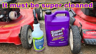 Super Clean cleaner for lawn mowers.