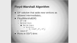 Floyd-Warshall and Johnson's Algorithm