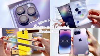  iPhone14 Pro Max💜Unboxing&Installing Screen and Camera Protectors🌻IMOS SAPPHIRE PANZERGLASS