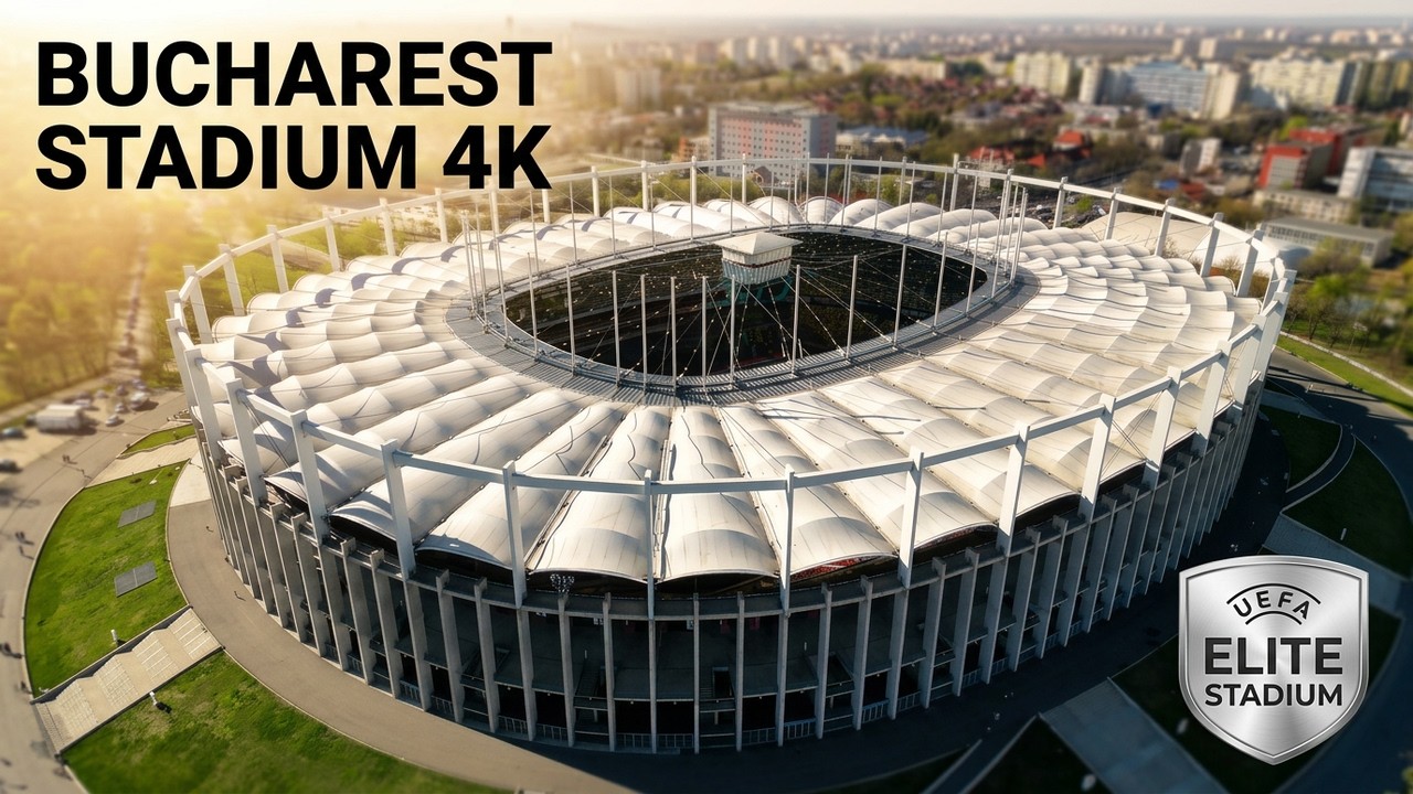 National Arena (Lia Manoliu National Stadium),  Bucuresti  Romania 4k aerial footage