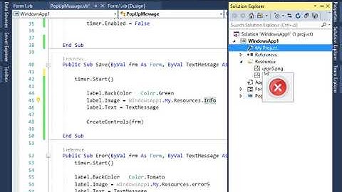 How to create Popup Message using VB net code