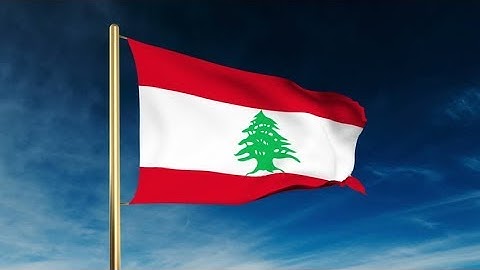 4K Lebanon flag slider style. Waving in the win with cloud background animation Stock video