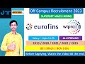 Wipro Mass Recruitment 2023 | Eurofins Recruitment 2023 | Freshers Hiring 2023 | Wipro Hiring 2023
