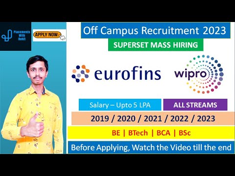 Wipro Mass Recruitment 2023 | Eurofins Recruitment 2023 | Freshers Hiring 2023 | Wipro Hiring 2023