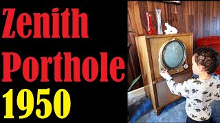 Aparelho de TV Zenith Porthole 1950  produzida a 73 anos atrás \ Funcionando como nova