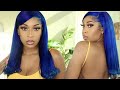 Electric Blue Hair!🦋Trendy Side Part Frontal Install!| New techniques! WorldNewHair