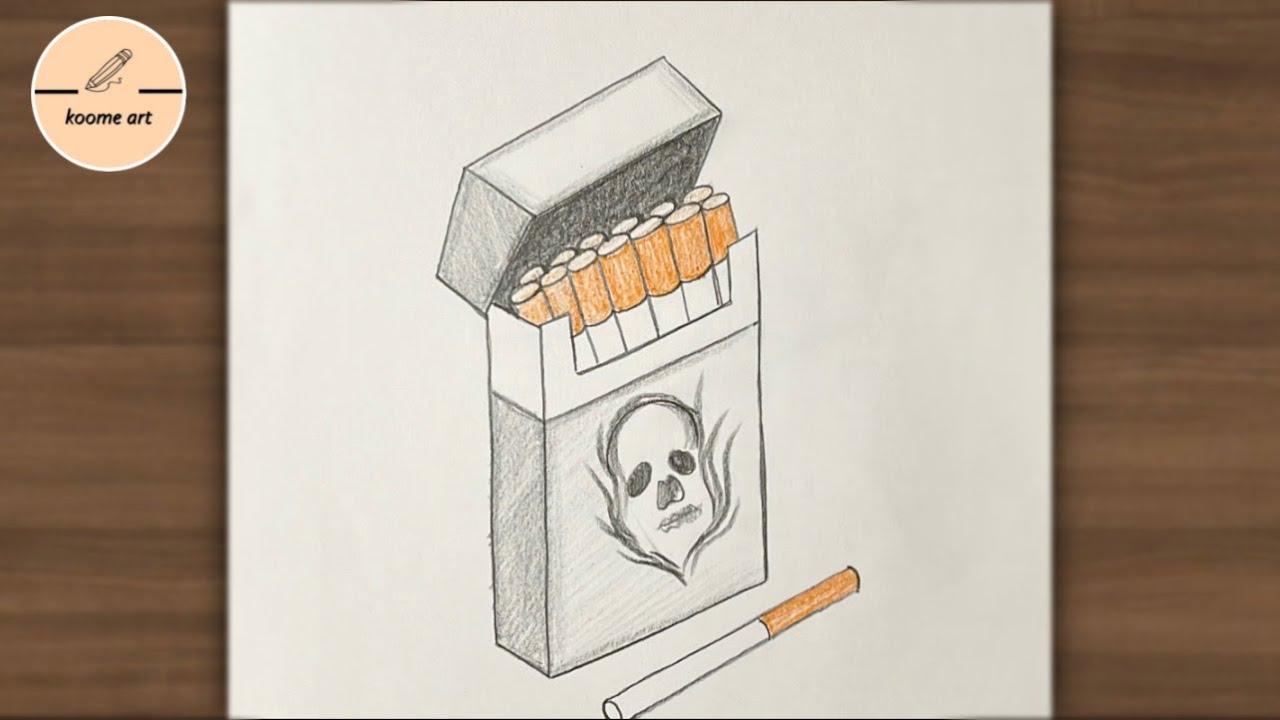 How to draw a cigarette pack | easy pencil drawing tutorial step by step | cool ideas
