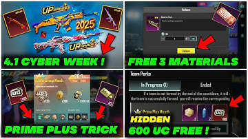 Free 3 Material + Direct 600UC 😱 BGMI Prime Plus Trick ! Cyber Week Event BGMI | Next Upgrade Gun !