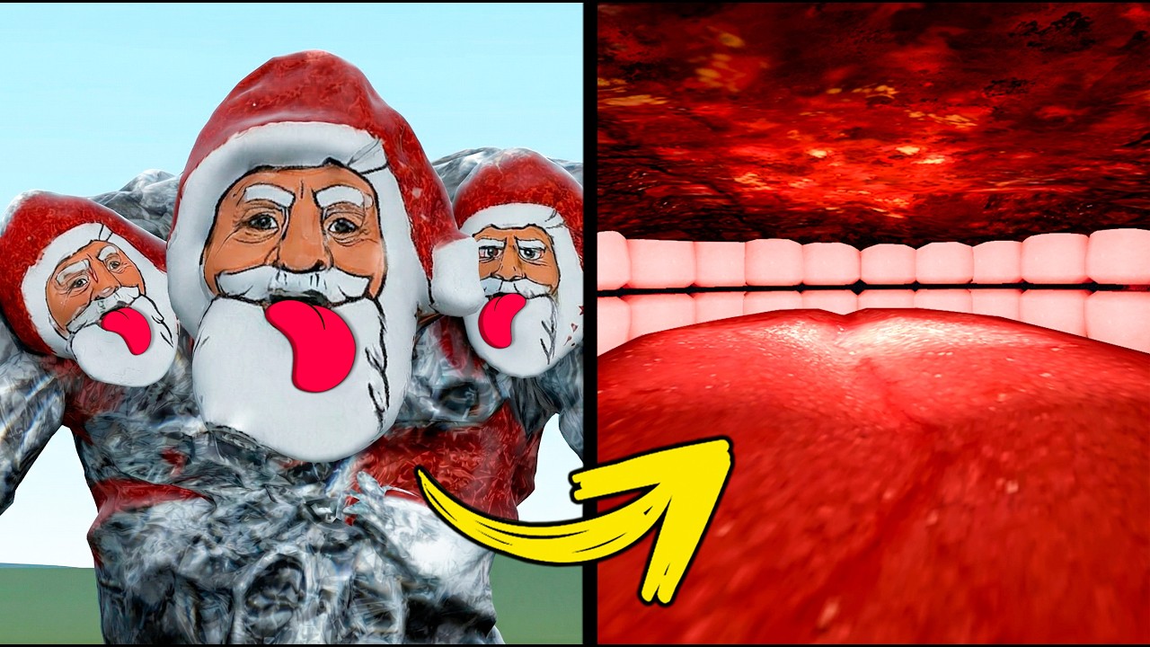 WHAT'S INSIDE 3 HEADS GOO GOO GAGA SANTA MEMES BOSS in Garry's Mod!