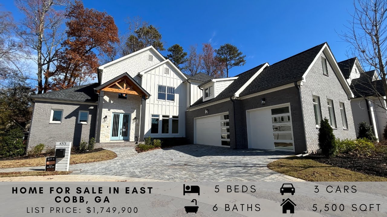NEW CONSTRUCTION HOME FOR SALE IN EAST COBB, GA 5 BEDS, 6 BATHS