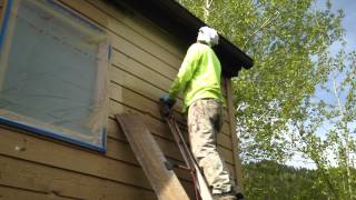 30 second siding stain spray and back-brush application demonstration Wealth