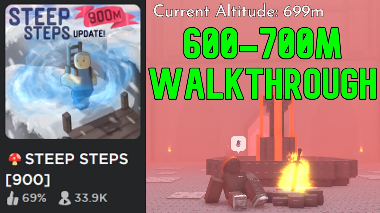 Roblox Steep Steps 600-700m walkthrough (UPDATED) 