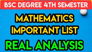 Degree 4th semester mathematics important list || Real Analysis || Acharya Nagarjuna University screenshot 1