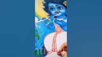 Krishna Drawing, Janmashtami Drawing,  Oil Pastel Drawing Tutorial 😍