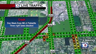 Traffic delays at Don Shula Expressway