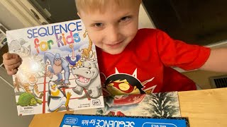 BOARD GAME! Unboxing and playing Sequence for Kids!