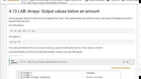 PRG 211 4 13 1 Arrays Output values below an amount