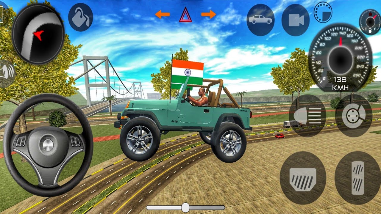 Modified Green Jeep Tricolor Flag + Sunglass Driver! Bridge Action | Cars Simulator 2026