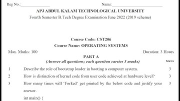 OS - JUNE 2022 KTU QUESTION PAPER DISCUSSION