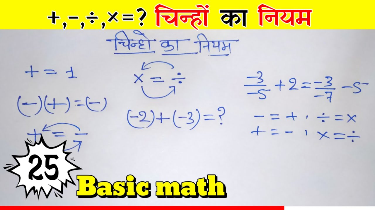 Mines Math Sign #25 चिन्हों का नियम | sign rule | plus mines sign rule | titulus basic ...