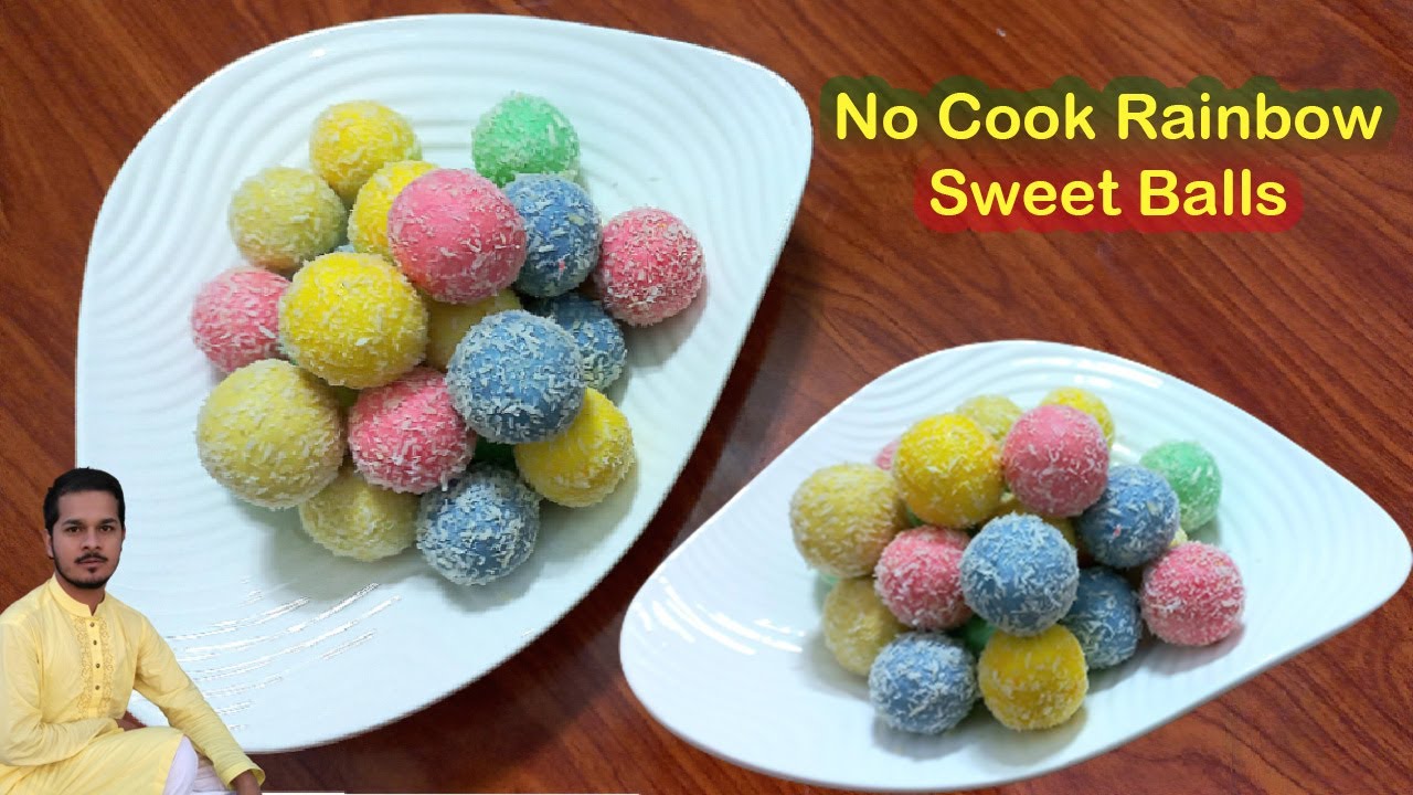No Cook Sweet Balls Recipe by Alif Kitchen Rainbow Sweet Balls Kids