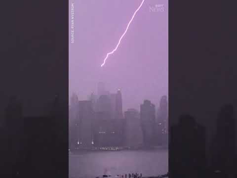 Caught on Camera: Lightning strikes One World Trade Center #shorts