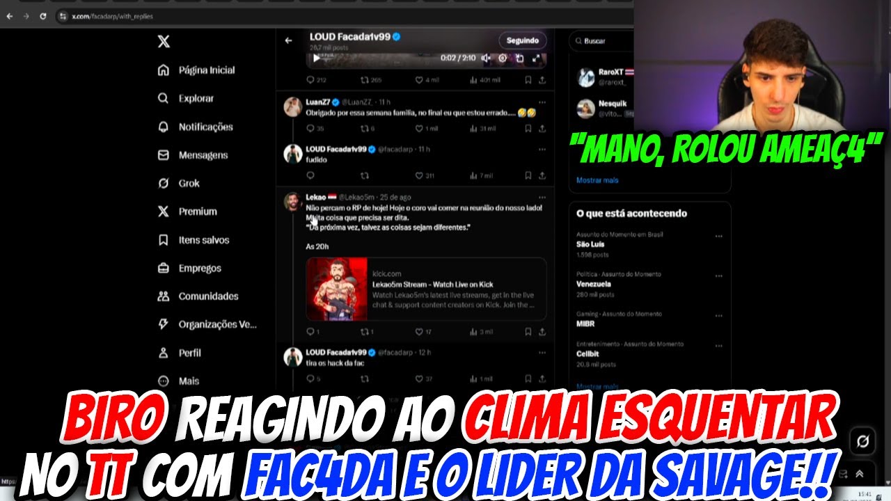 BIRO REAGINDO AO CLIMA ESQUENTAR NO TT COM FAC4DA E O LIDER DA SAVAGE!!