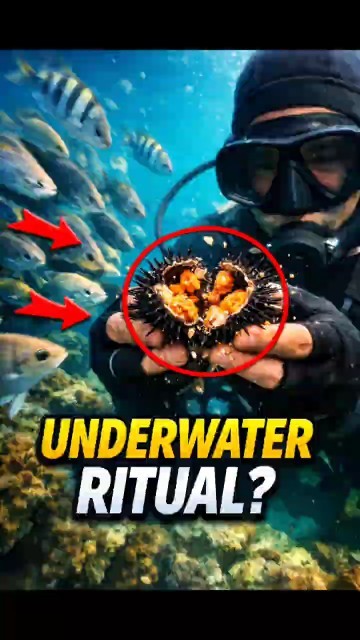 He Cracks a Sea Urchin… Then the Fish Rush In Like It’s a Ritual 🐟🌊 #bloodclams #crawfish