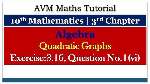 10th Maths | Algebra | Quadratic Graphs | Exercise:3.16 | Question No.1(vi) | in Tamil