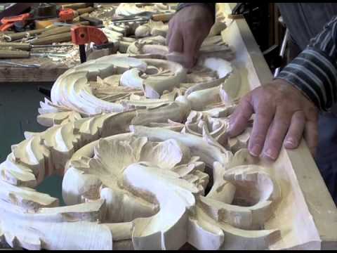 Wood carved baroque ornament - YouTube