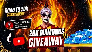 TALAL IS LIVE 20,000 DIAMONDS GIVEAWAY & GO TO 20K SUBSCRIBER #freefire #freefirelve