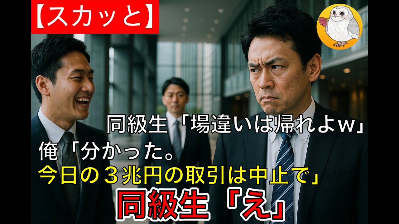 【スカッと】商談直前取引先の高層ビルのロビーで同級生と遭遇「貧乏人のお前が何の用？場違いは帰れよw」俺「分かった。２度と来ない」直後６４階に上がり「今日の３兆円の取引は中止で」同級生「え」