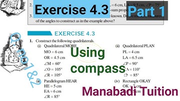 8th class maths |Chapter 4| practical geometry| Exercise 4.3 |Q.no 1&2|part 1 by using compass|