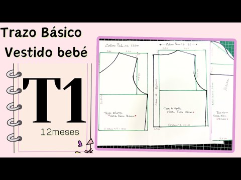 Patronaje Infantil! Trazo de Vestido (Talla 12meses/ 1 año) Con manga ...