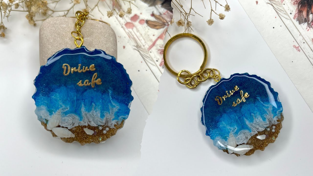 Epoxy Resin Ocean Theme Keychain |. Keychain DIY 