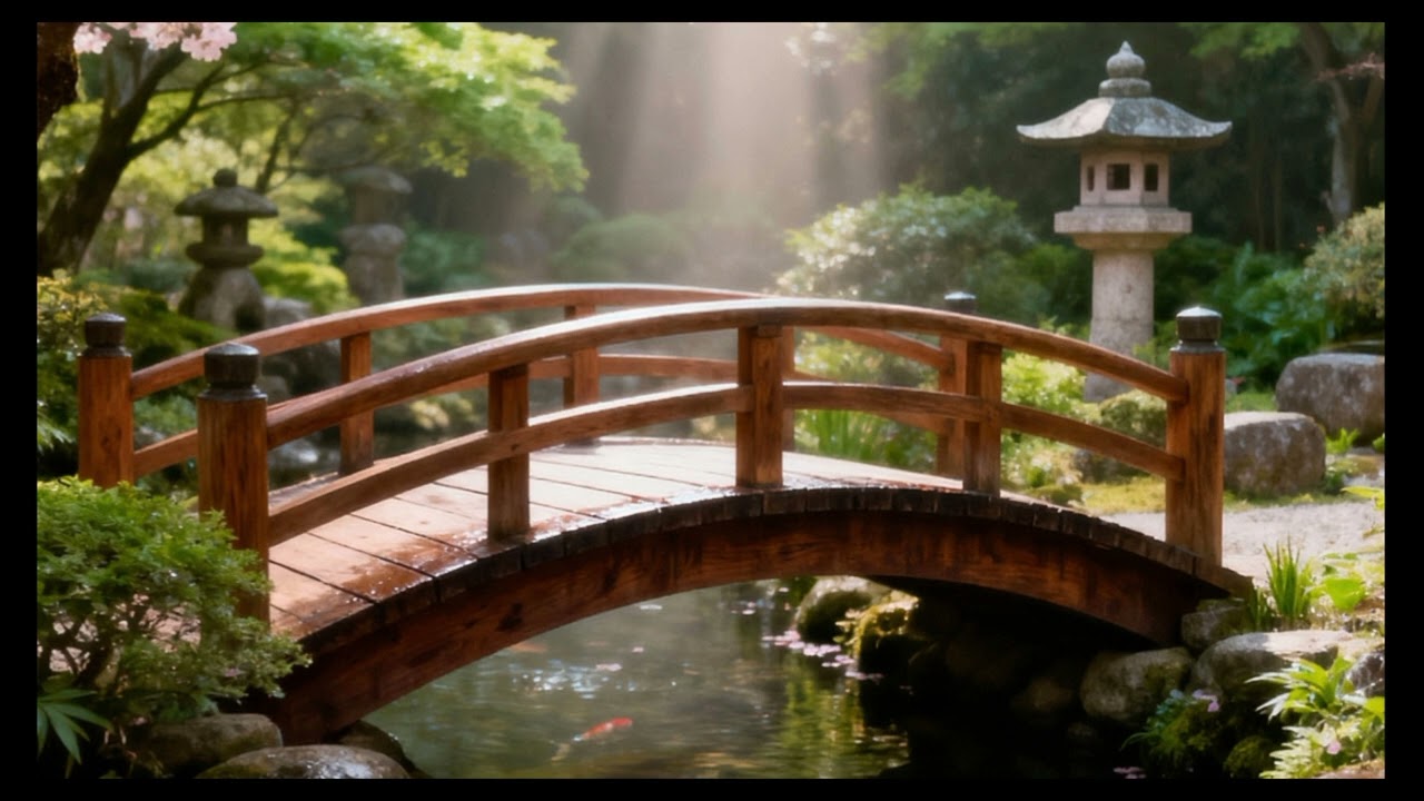 ASMR Japanese Garden: Bamboo Water Fountain & Koi Pond- Relaxing Sounds 