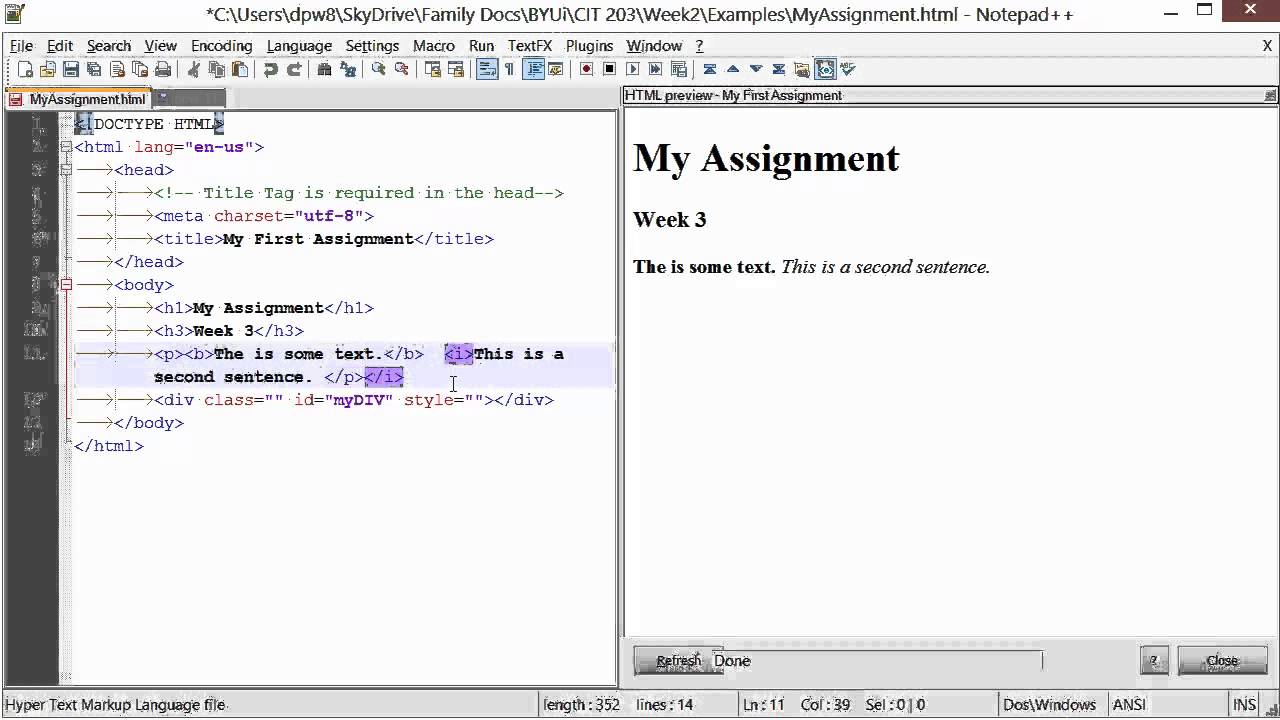 Week 2 HTML Part 2 - YouTube