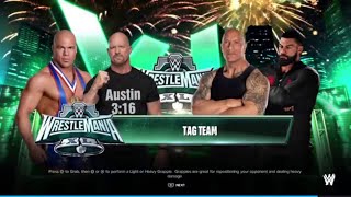 Stone Cold Steve Austin & Kurt Angle vs the Rock & Roman Reigns on wwe 2k24