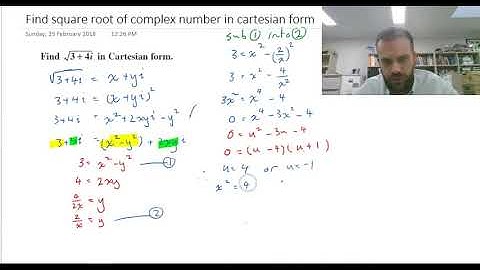 Find the square root of a complex number in cartesian form