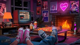 Cozy Fireplace Nights 🔥 80s Synthwave for Relax, Study & Love screenshot 1