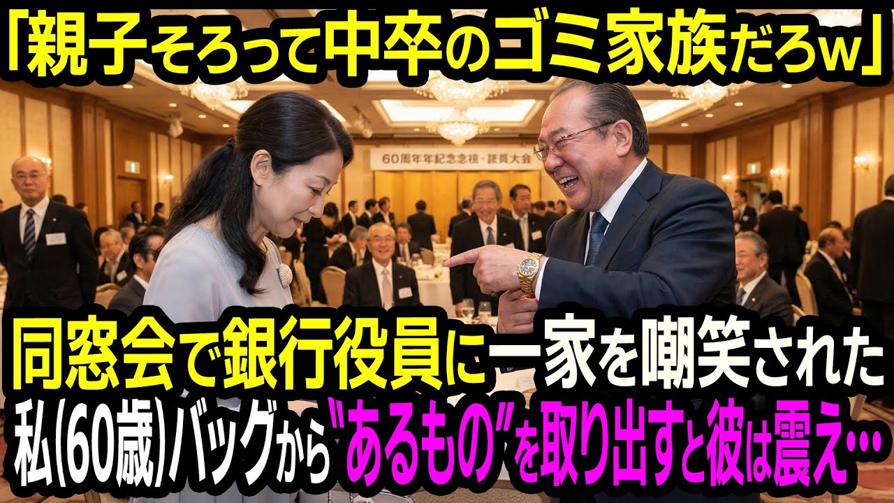 「中卒のゴミ親子だろｗ」還暦の同窓会で亡き母の生き様を笑った元エリート銀行員。「もう、いいかな」→直後、彼が自慢した天下り先がこの世から消滅した