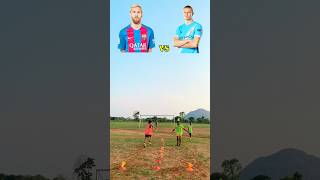 2v2 Cap Race Challenge Messi❤️/Haaland🩵 Who Will Finish First 🤔🤩🏆 #viral #shorts #youtube