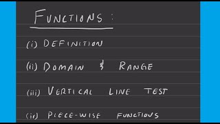 Representations of Functions | Domain, Range, Vertical Line Test & Graphing Piecewise Function